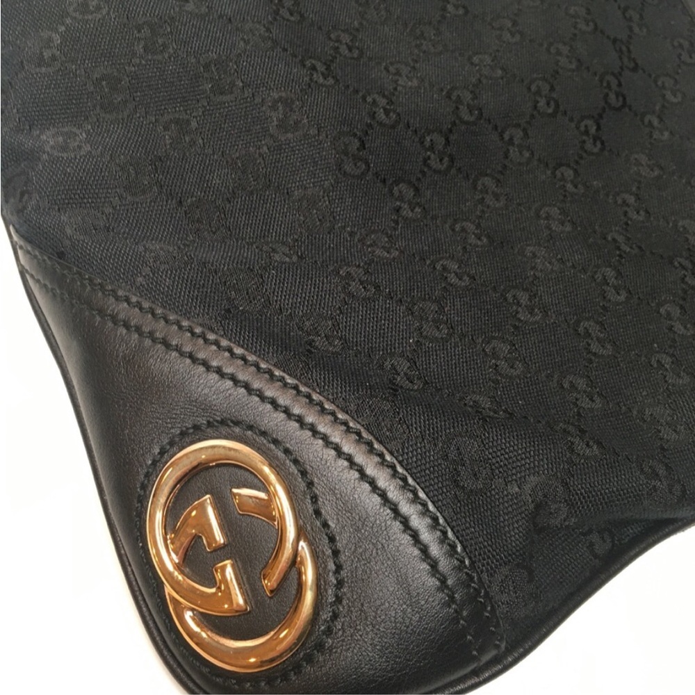 New Gucci Brit Hobo GG Canvas Black Monogram Shoulder Handbag 169947